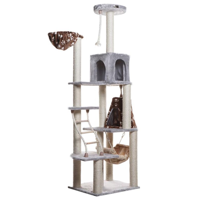 Armarkat Wood Cat Climber Play House, Cat Furniture,Lounge Basket, Silver Gray
