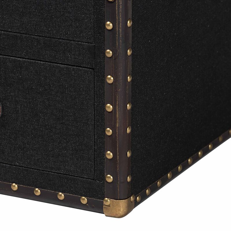 Baxton Studio Mallison Vintage Black Canvas 3 Drawer End Table