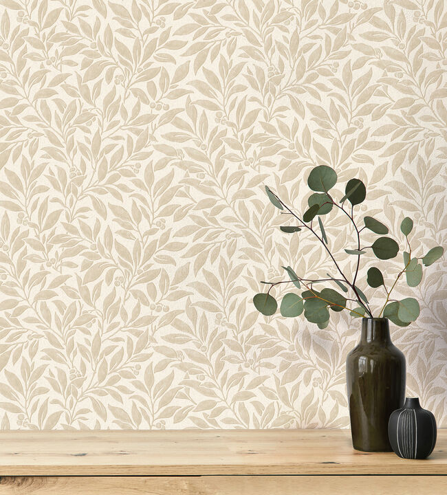 Winter Berry Beige Vine Wallpaper