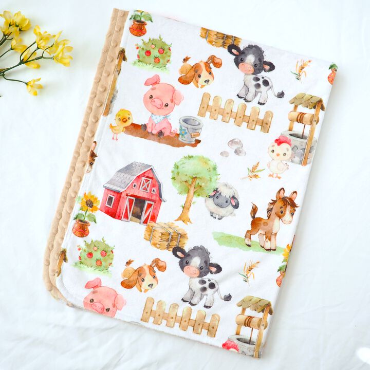 Honey Lemonade - Premium Baby & Toddler Minky Blanket (Farm Animals)