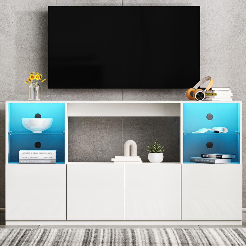 Merax High Gloss TV Stand with LED Lights
