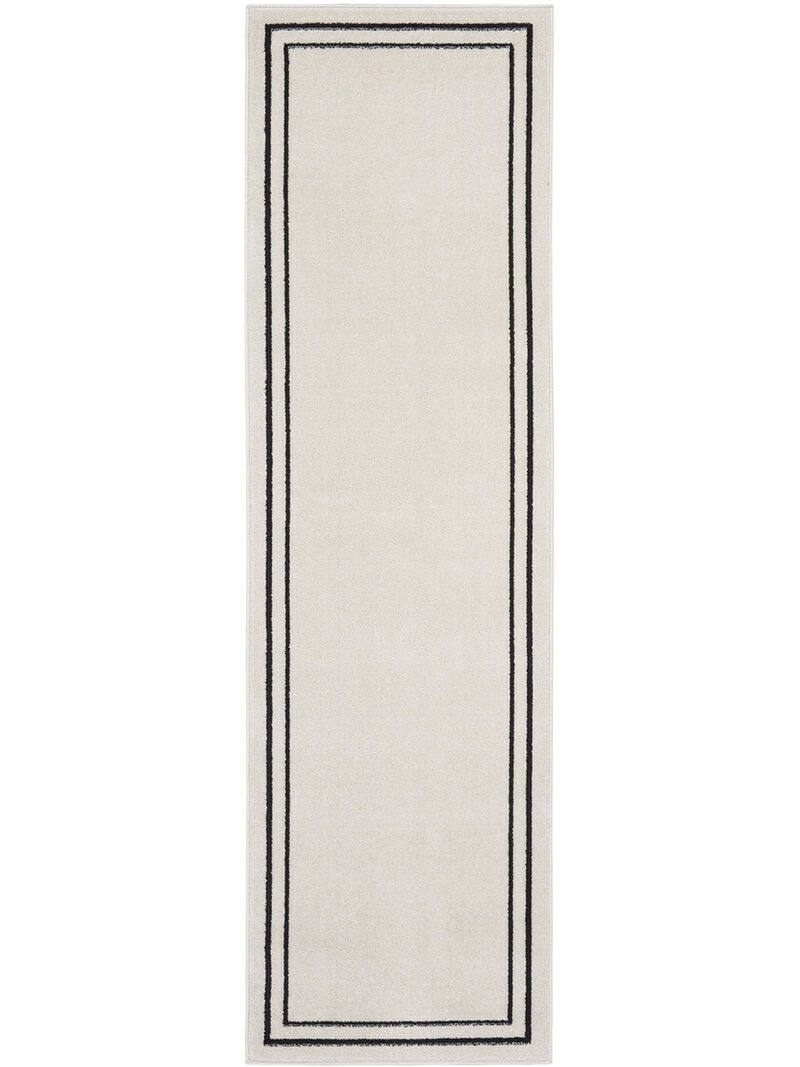 Nourison Essentials NRE02 Ivory/Black 2' x 6' Rug image number 0