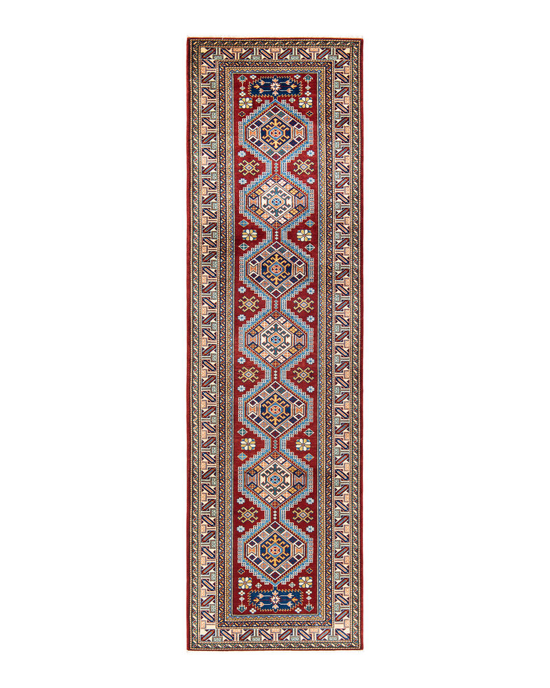 Tribal, One-of-a-Kind Hand-Knotted Area Rug  - Red, 3' 0" x 10' 3" image number 1