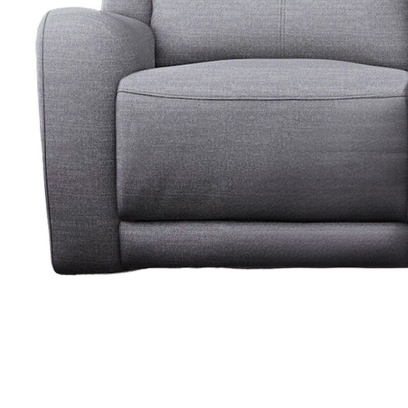 Clair Manual Recliner Sofa, Scroll Arms, 87 Inch, Solid Wood, Gray Fabric