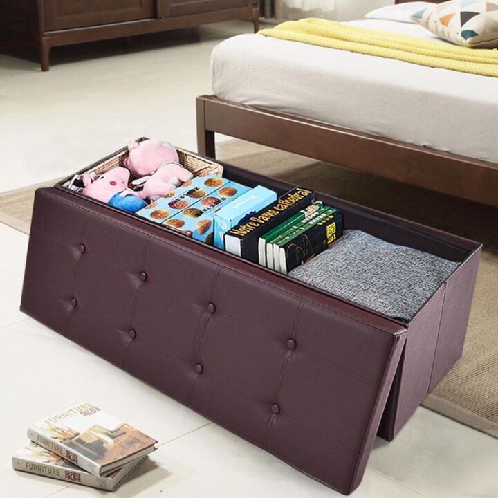 Hivvago Large Folding Storage Ottoman Bench with Memory Foam