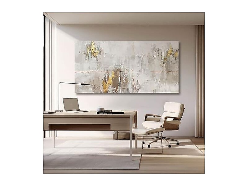 White Abstract Decor Textured Wall Art Office Master Bedroom Gold Walls 24 X 48 image number 3