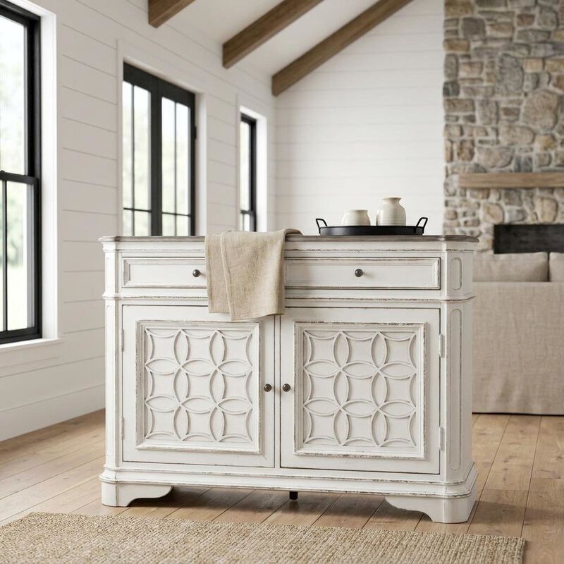 Liberty Furniture Solid Wood Buffet Cabinet with Storage, Sideboard for Dining Room, White image number 3