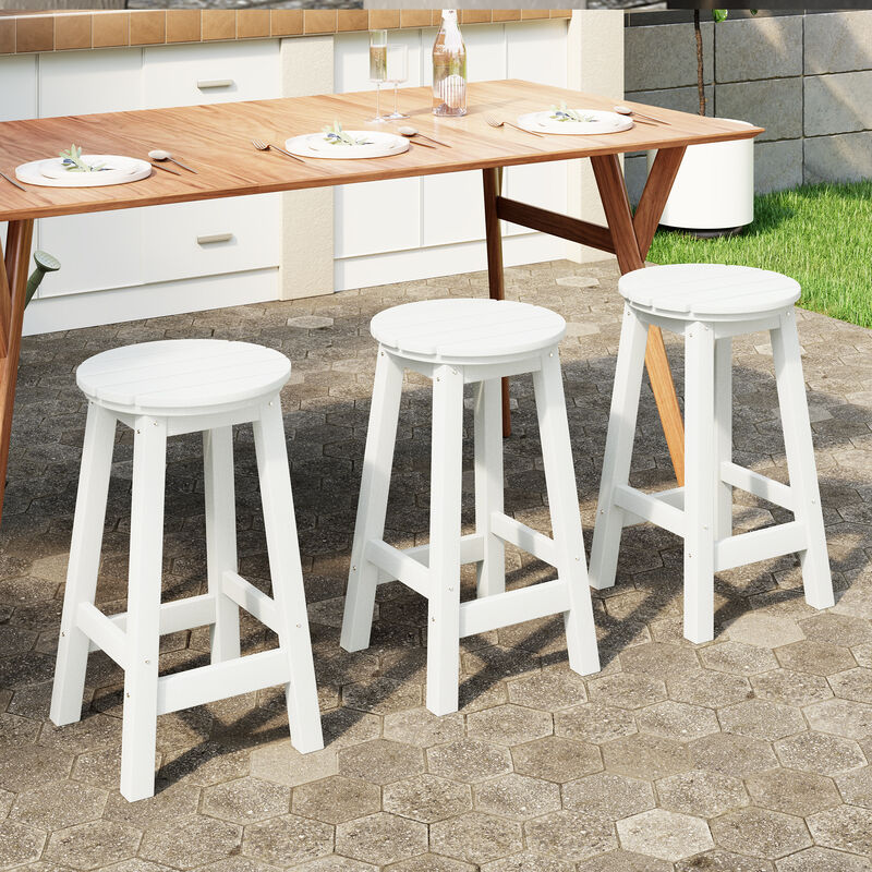 WestinTrends 24" HDPE Outdoor Patio Round Counter Height Bar Stool Set of 3