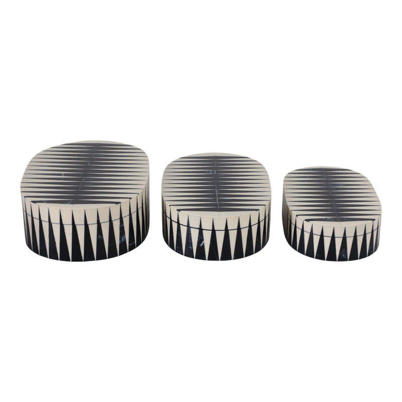 S/3 10/11/12" Oval Bold Lines Boxes, White/blue image number 2