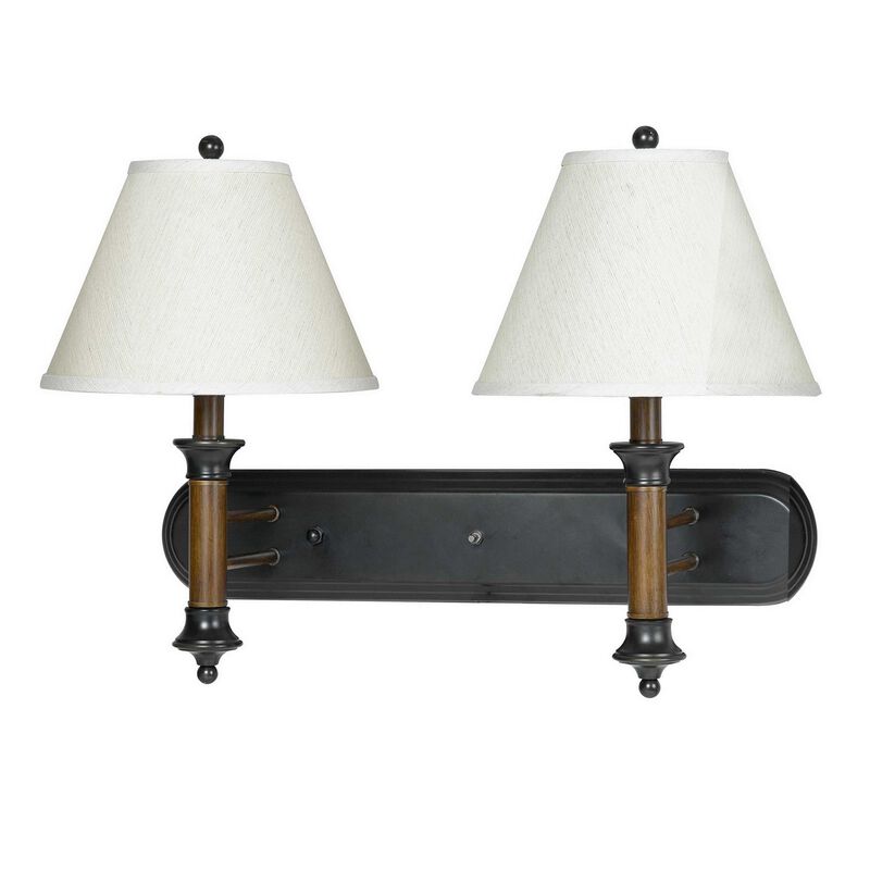 Metal Frame Dual Wall Lamps with Fabric Conical Shade