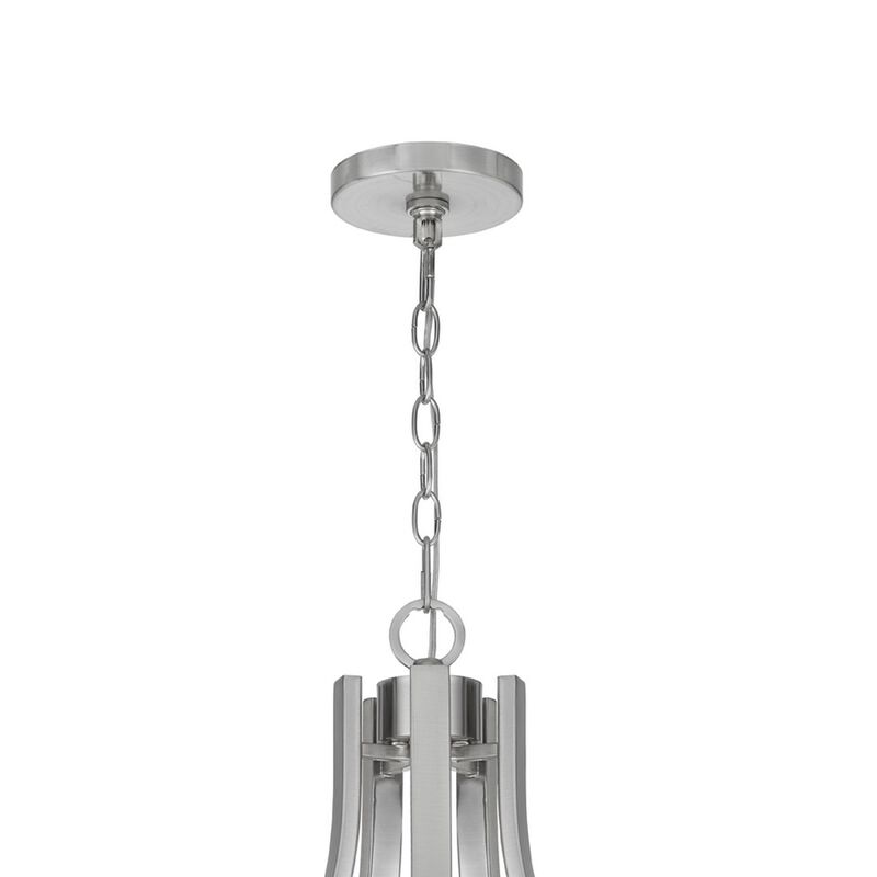 5 Light Chandelier, Teardrop Shape Glass Shades, Brushed Silver 26 Inch image number 5