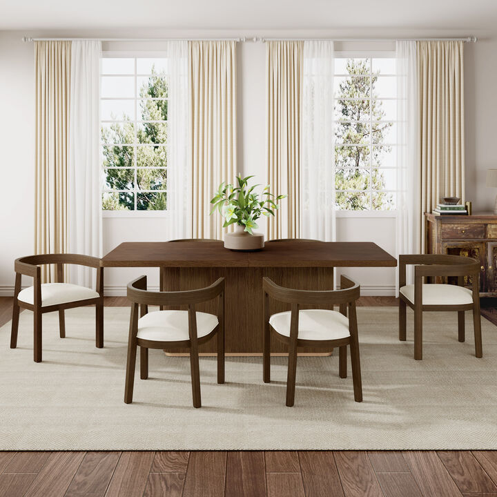 Christopher Knight Home Elisha Contemporary 7 Piece Rubberwood Upholstered Dining Set with Oversized Rectangular Table