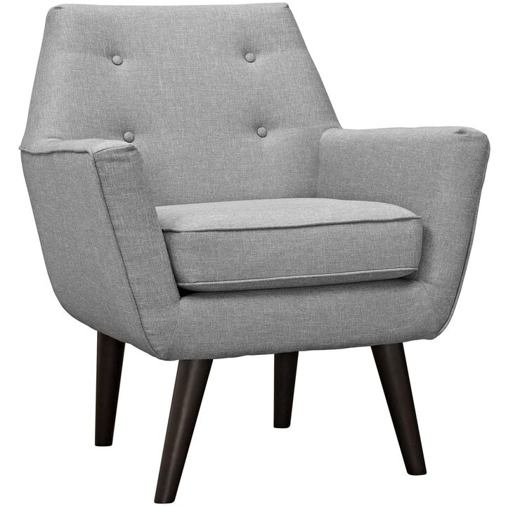 Modway Posit Mid-Century Modern Fabric Upholstered Accent Lounge Arm Chair In Light Gray