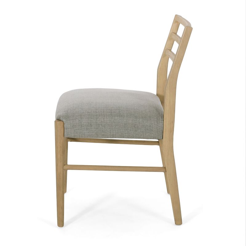 Piny Dining Side Chair Set of 2, Gray Padded Seat, Wood Ladderback image number 4