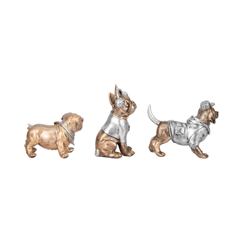 S/3 10" Cool Dogs Decor, Gold image number 2