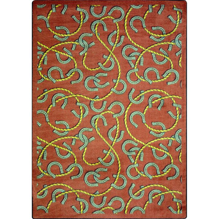 Joy Carpets Kaleidoscope Rodeo  Area Rug in Color Burgundy