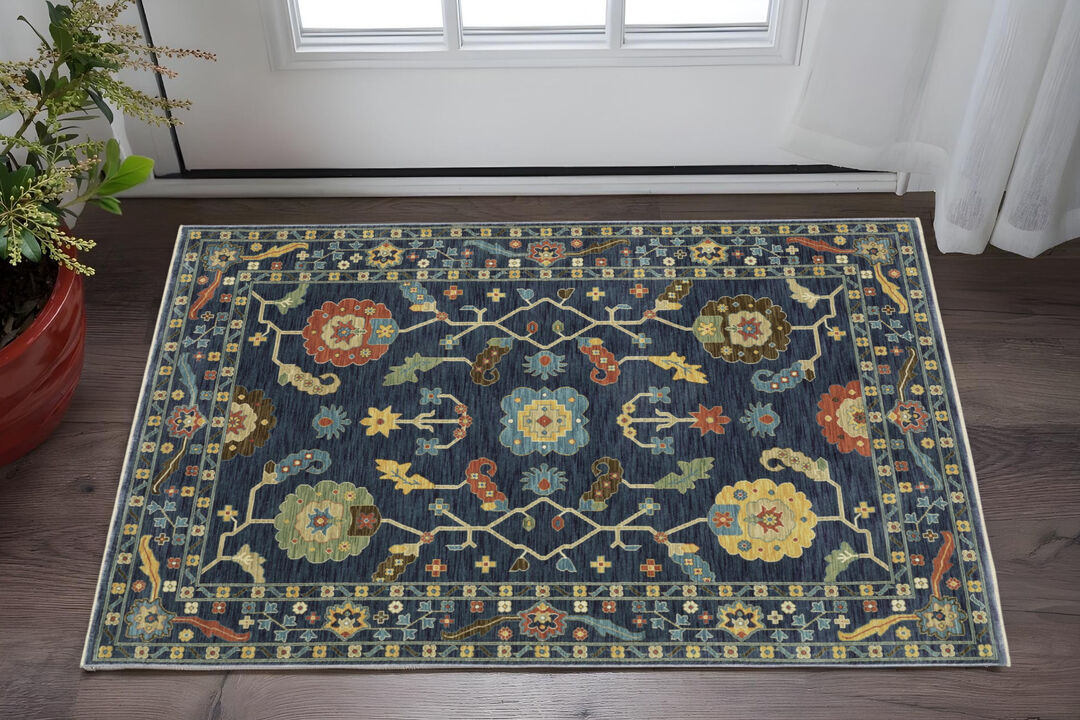 HomeRoots Oriental Area Rug With Fringe