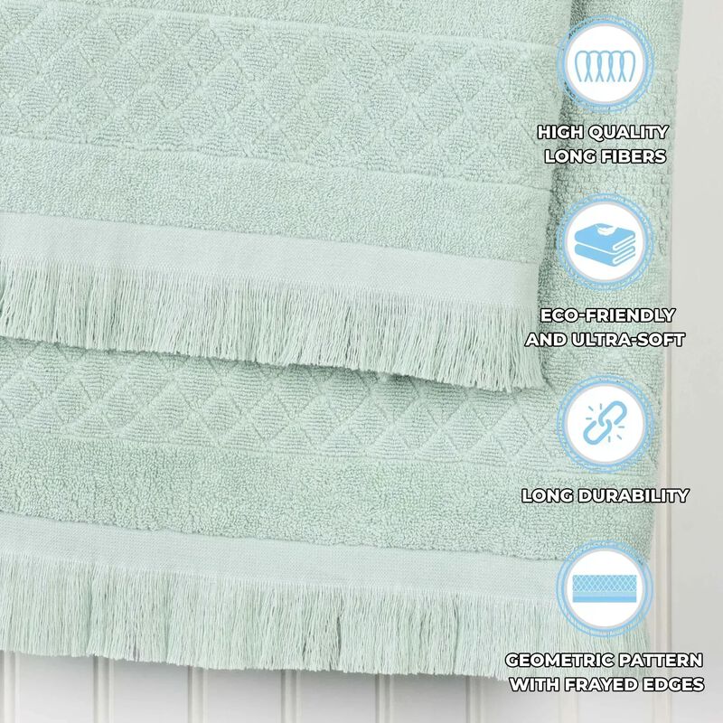 Absorbent Cotton Bath Towel Set of 3 with Geometric Jacquard Design image number 4