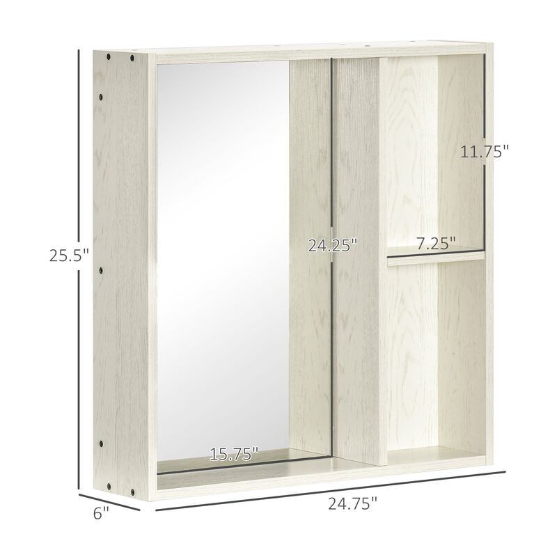 White Wall Organizer: 24.75x25.5" Mirrored Medicine Cabinet