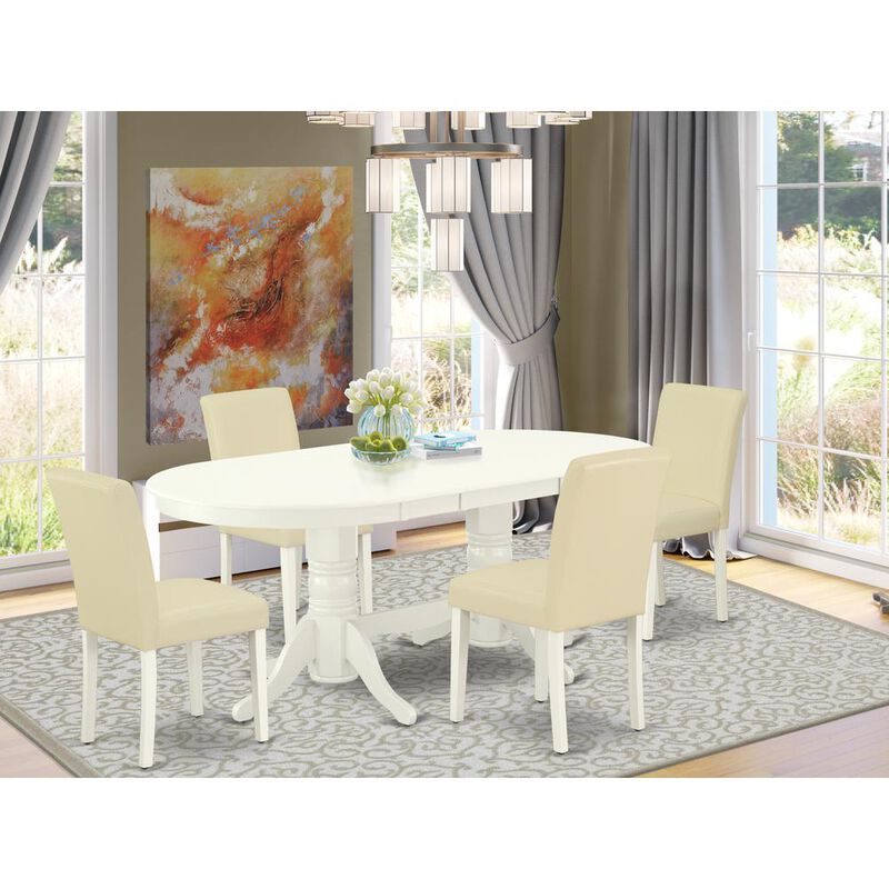 East West Furniture Dining Room Set Linen White