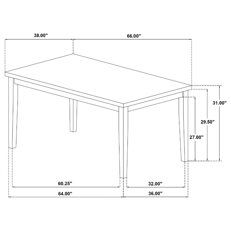 Andy Dining Table, Light Ash Brown and White Wood, 66 Inch Rectangular image number 7