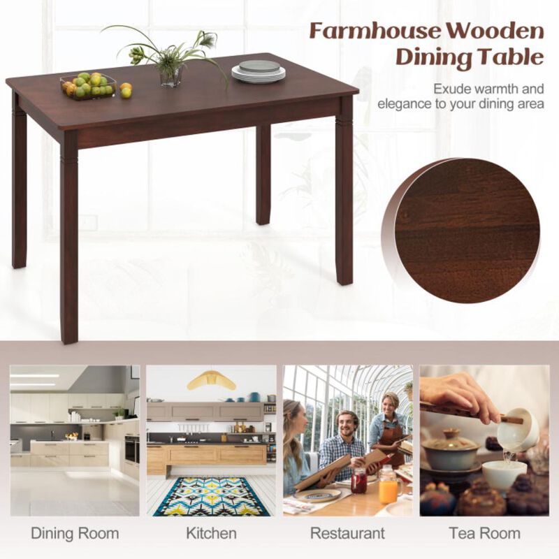 Hivvago Wooden Dining Table for 4 People Rectangular Kitchen Table with Rubber Wood Legs.