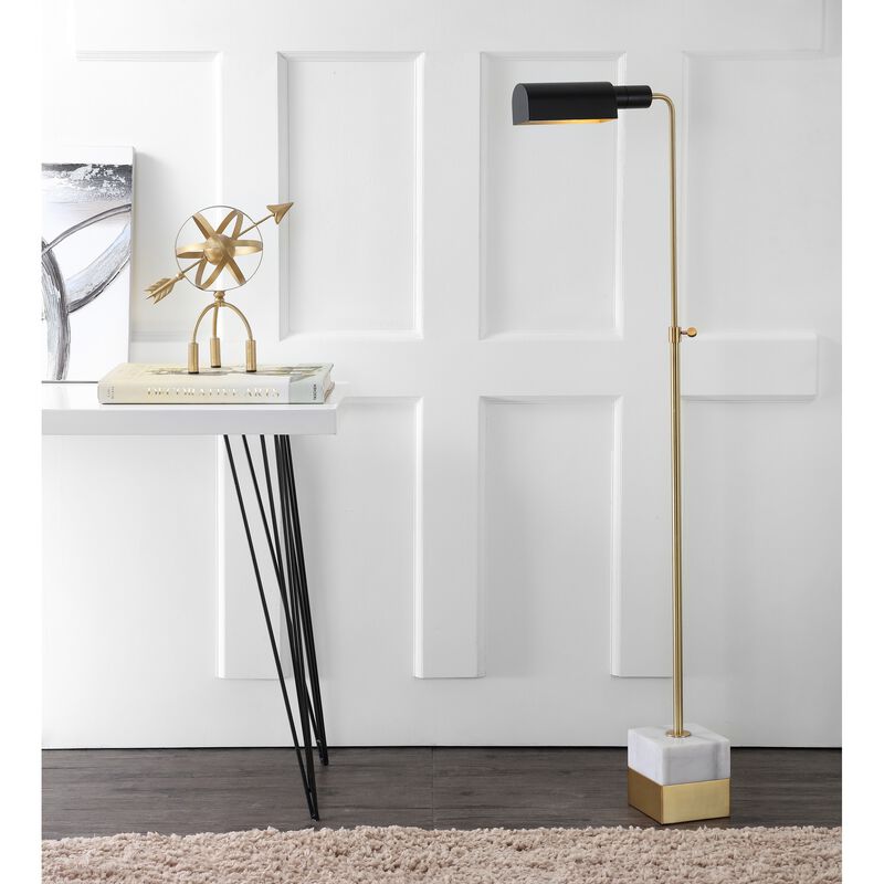 Iva Adjustable Brass Library LED Floor Lamp