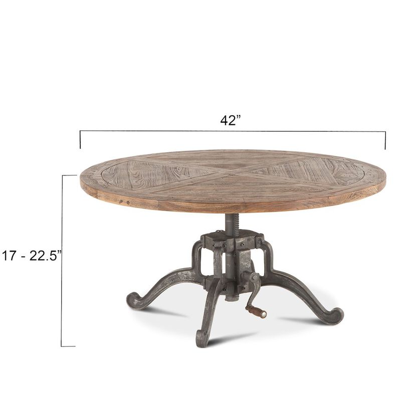 World Interiors Artezia 42" Height Adjustable Crank Coffee Table in Weathered Teak image number 1