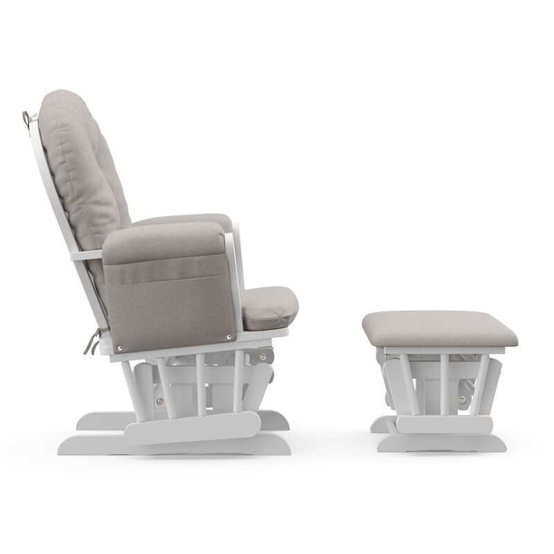 Storkcraft Hoop Glider and Ottoman - White with Taupe Swirl