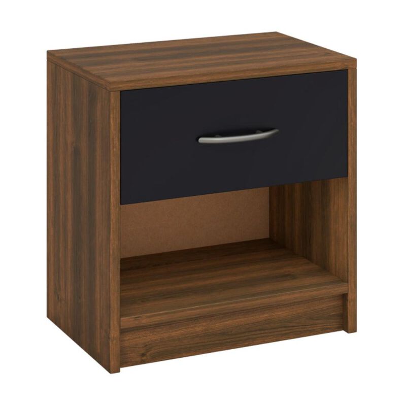 Hivvago Bedside Table Nightstand with Drawer and Open Storage Shelf