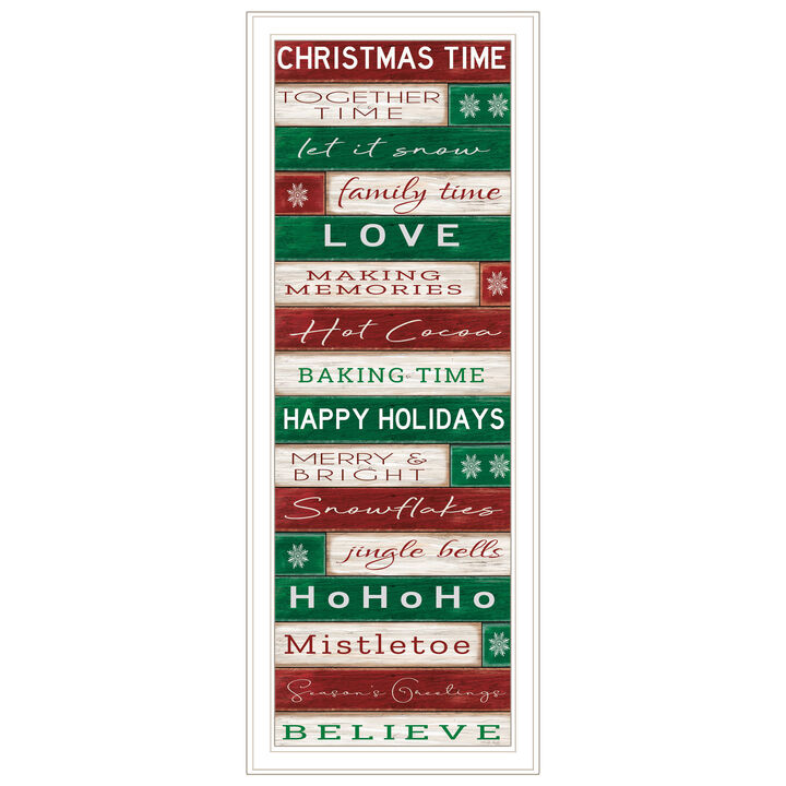 HomeRoots Christmas Time White Framed Wall Art