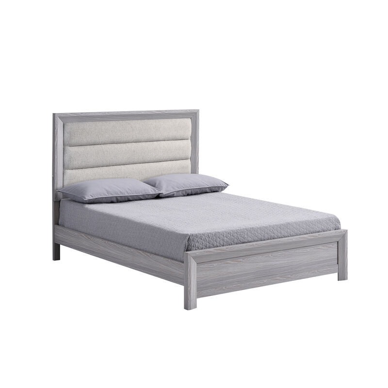 Laide King Bed with Channel Tufted Upholstered Headboard, Driftwood Gray image number 0