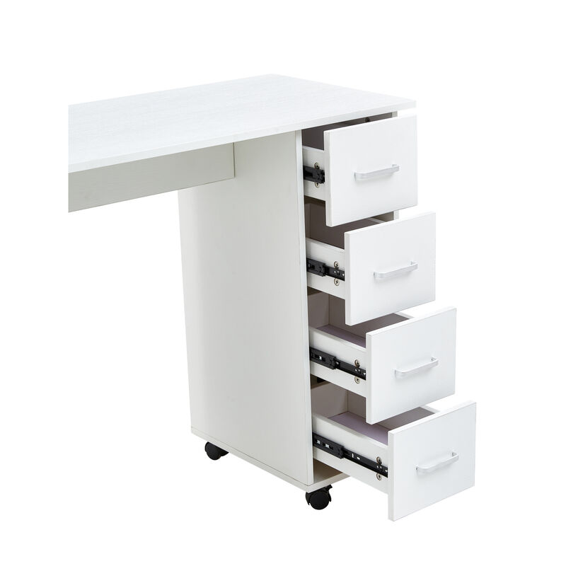 Home Office Computer Desk Table with Drawers White 41.73‘’L 17.72''W 31.5''H image number 4
