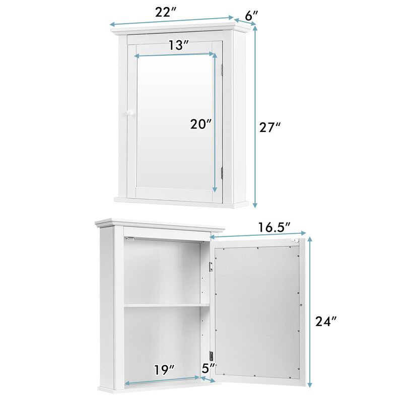 Bathroom Wall Mounted Storage Mirror Medicine Cabinet