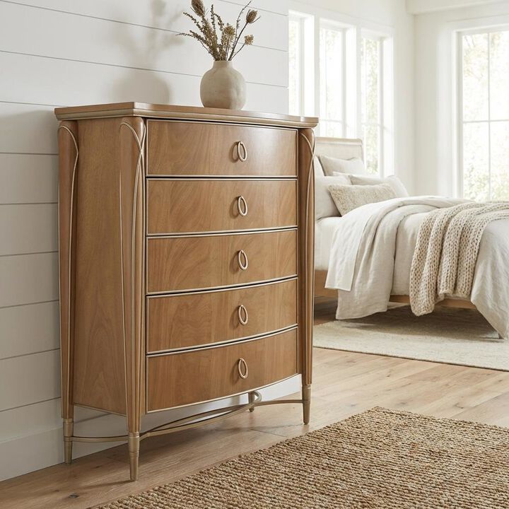 Michael Amini Villa Cherie Highboy Chest - Caramel