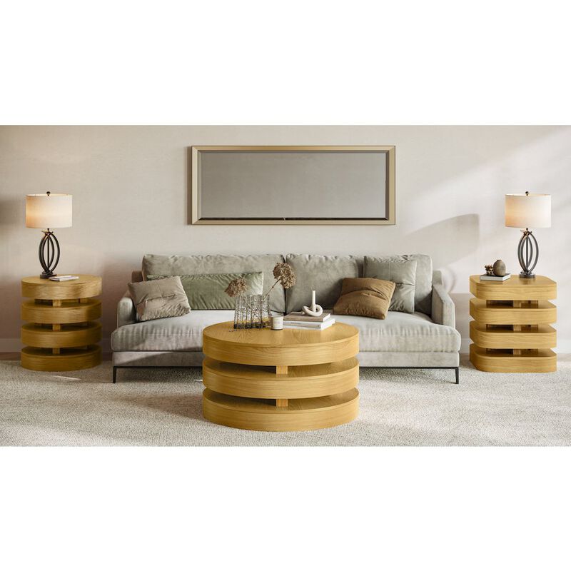 Jofran Brix Mid-Century Modern Floating Sculpture Layered Square End Table