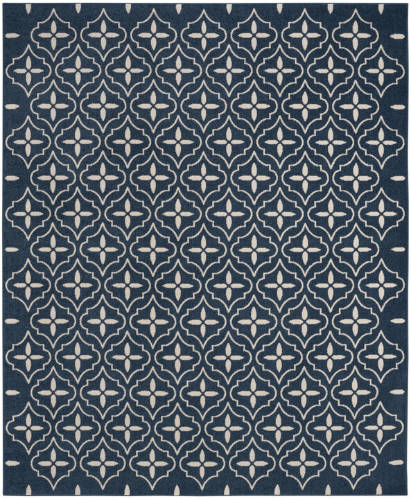 HomeRoots 5' X 7' Navy Blue And Ivory Geometric Indoor Outdoor Area Rug