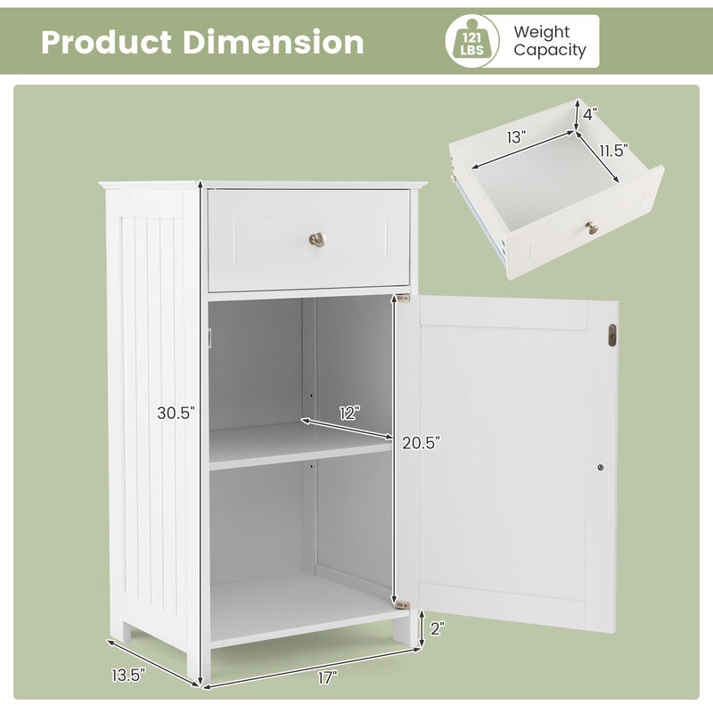 Single Door Bathroom Cabinet with Adjustable Shelf and Drawer