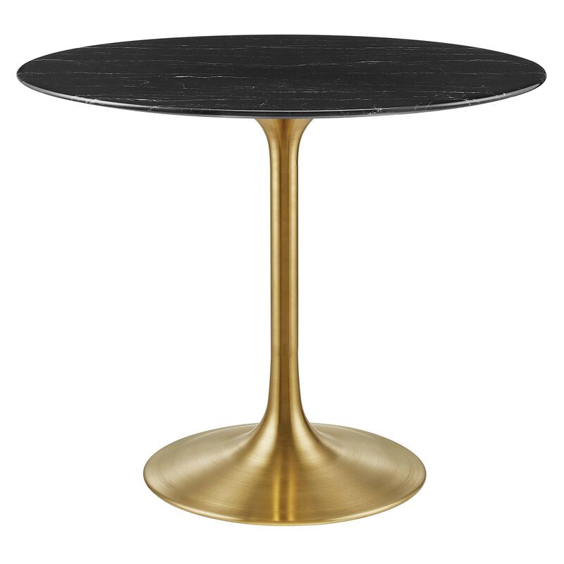 Modway - Lippa 36" Round Artificial Marble Dining Table Gold Black