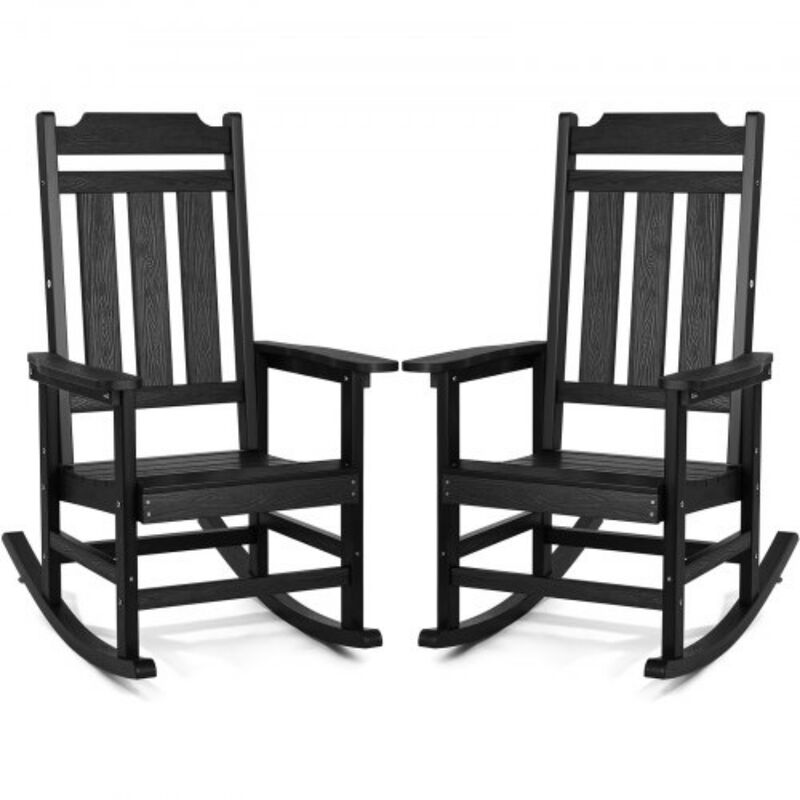 2-Piece Outdoor Porch Rocker Set &ndash; HIPS Rocking Chairs with High Backrest, All-Weather Patio Rockers for Front Porch or Backyard