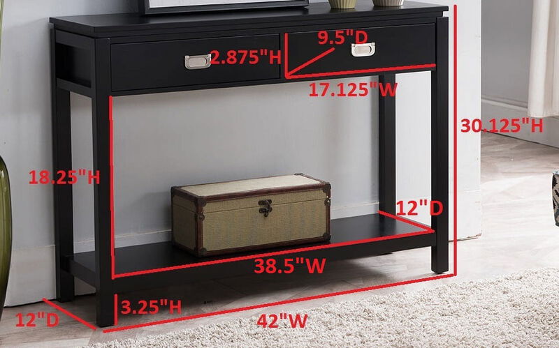 Kings Brand Furniture Wood Occasional Entryway Console Sofa Table With Storage Shelf / 2 Drawers