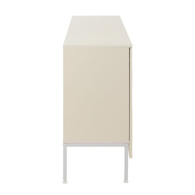 Clihome Elegant Curved Door Sideboard, 4-Door Storage Cabinet with Metal Legs for Dining and Living Room