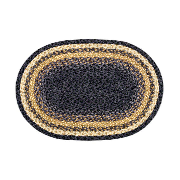 Earth Rugs C-79 Lt Blue Dk Blue Mustard Oval Braided Rug 20 X 30