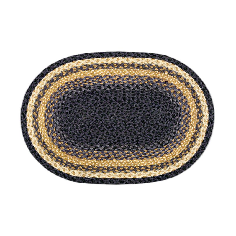 Earth Rugs C-79 Lt Blue Dk Blue Mustard Oval Braided Rug 20 X 30 image number 0