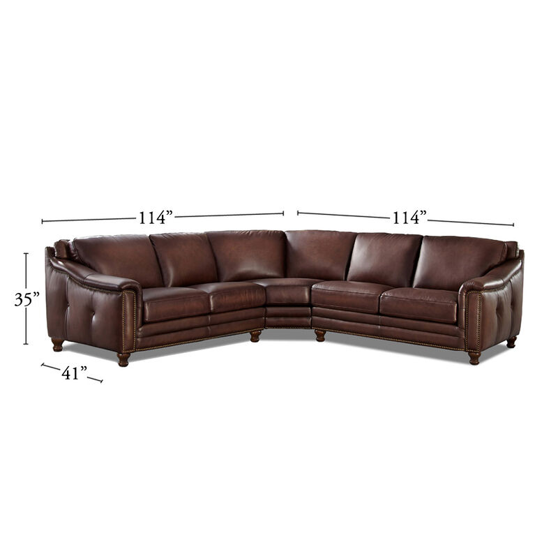 Belfast Top Grain Leather Symmetrical Sectional