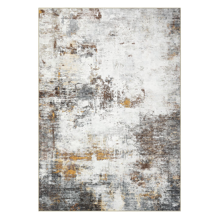 10X13 FT Washable Modern Rug Non Slip Abstract Area Rug Stain Resistant Low Pile Indoor Carpet