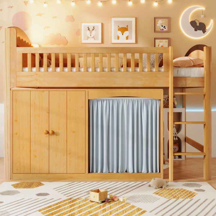 Flidre Wood Kids Loft Bed Featuring LED Lighting