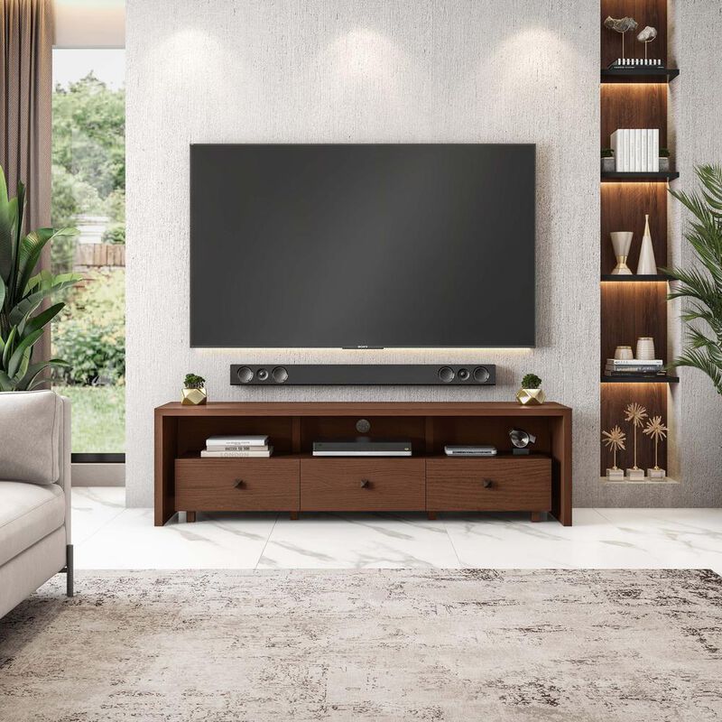 Techni Mobili Elegant TV Stand For TV's Up To 70 with Storage. Color: Hickory