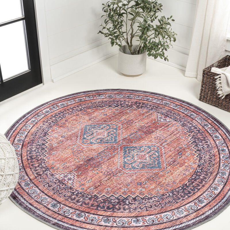 Dalyan Geometric Medallions Machine-Washable Area Rug