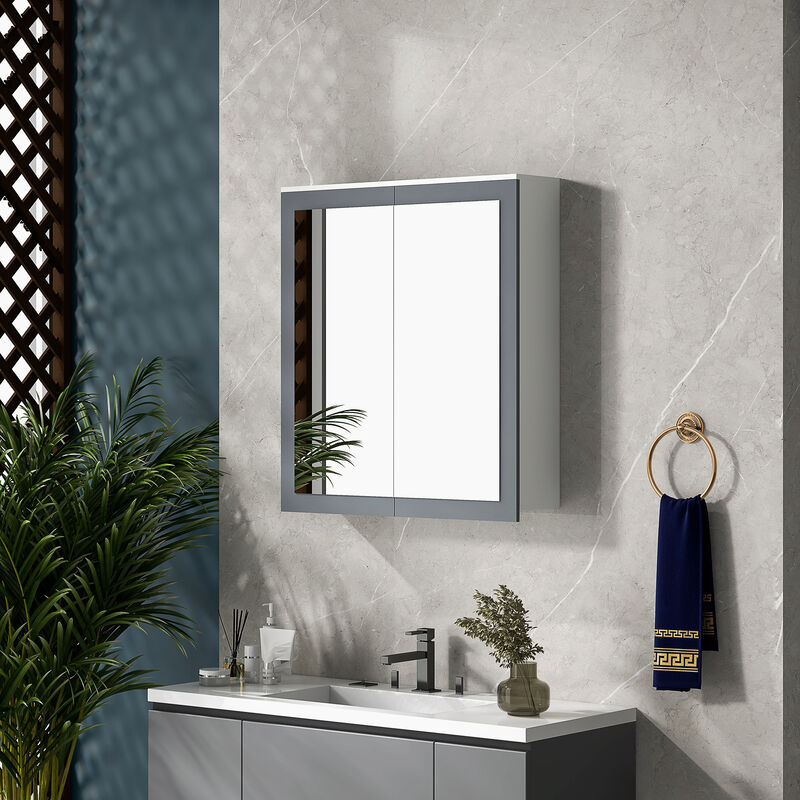 Wall Mounted Bathroom Wall Cabinet with Mirror Double Doors